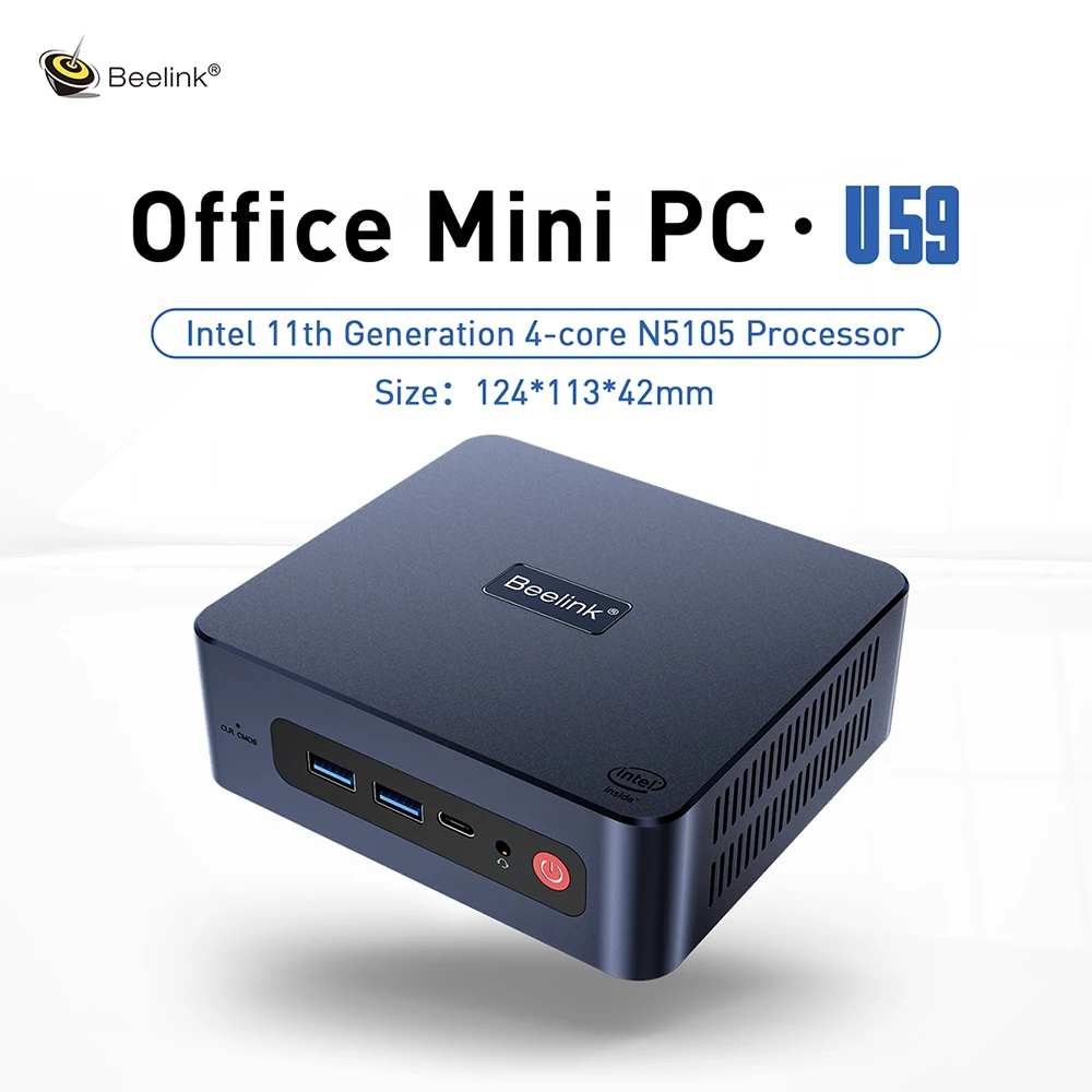 Beelink 미니 컴퓨터 데스크탑 게임 컴퓨터, U59 프로 인텔 11 세대 N5105 미니 PC, 윈도우 11 DDR4, 16GB, 1TB SSD, WiFi6, BT4.0, 1000M LAN