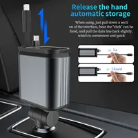 Super Fast Car Phone Charger 66W Car Phone Charger with Retractable Cables USB and Type-C Port 4 IN 1 Retractable Car Charger B1