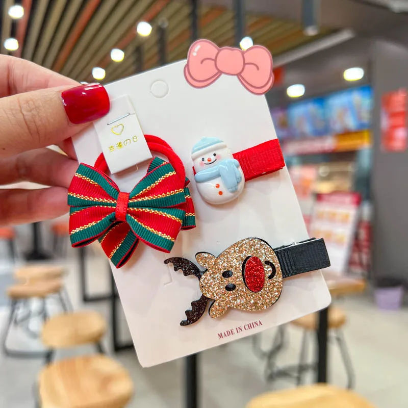 2025 Neuankömmling 3 Stück Weihnachts-Haarspangen für Mädchen – funkelnde Weihnachtsmann-Enten-Haarnadeln, festliche Party-Dekoration