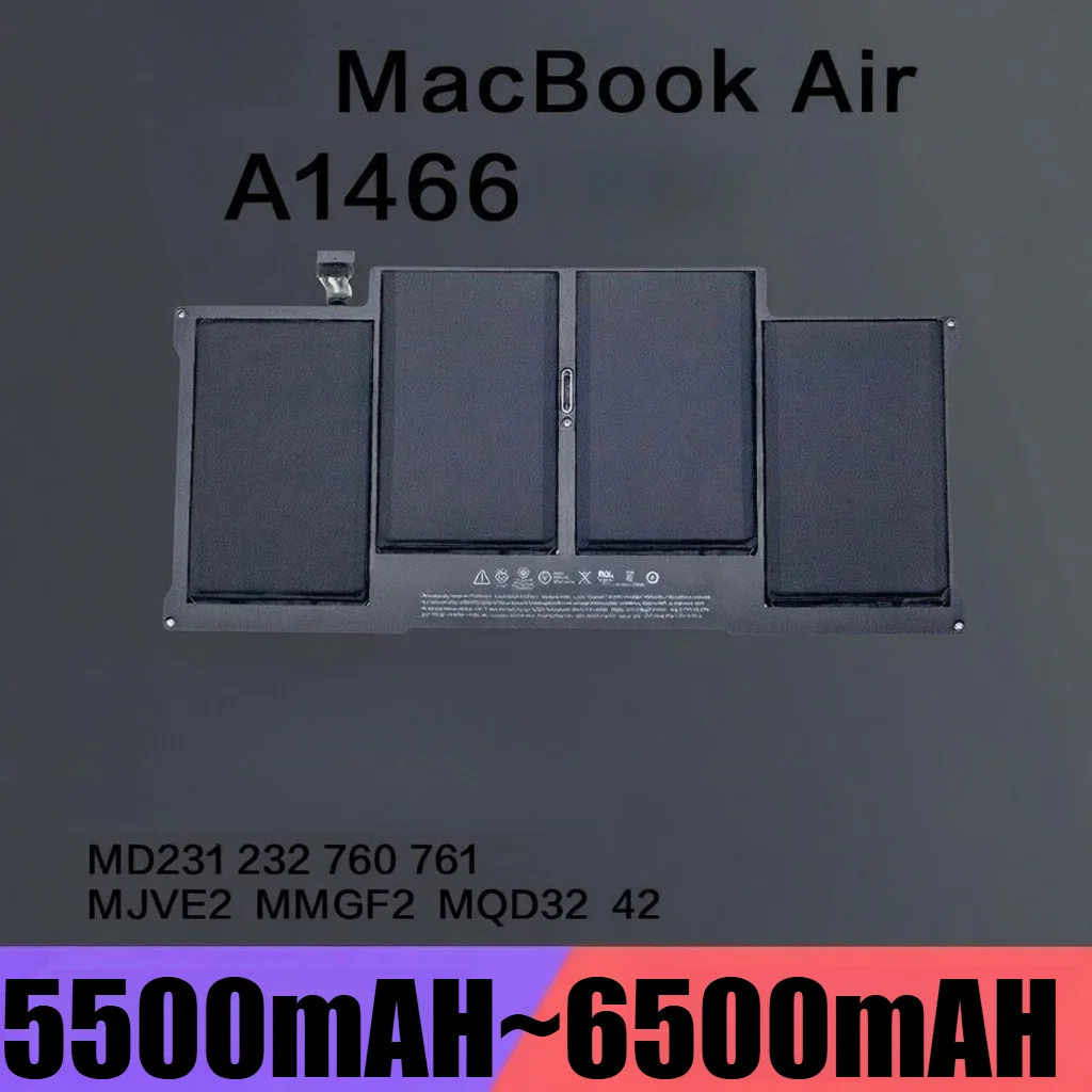 6500mAh High Capacity Li-Polymer Battery A1369 for MacBook Air A1466 13-inch Laptop Replacement Battery with Safety Protection