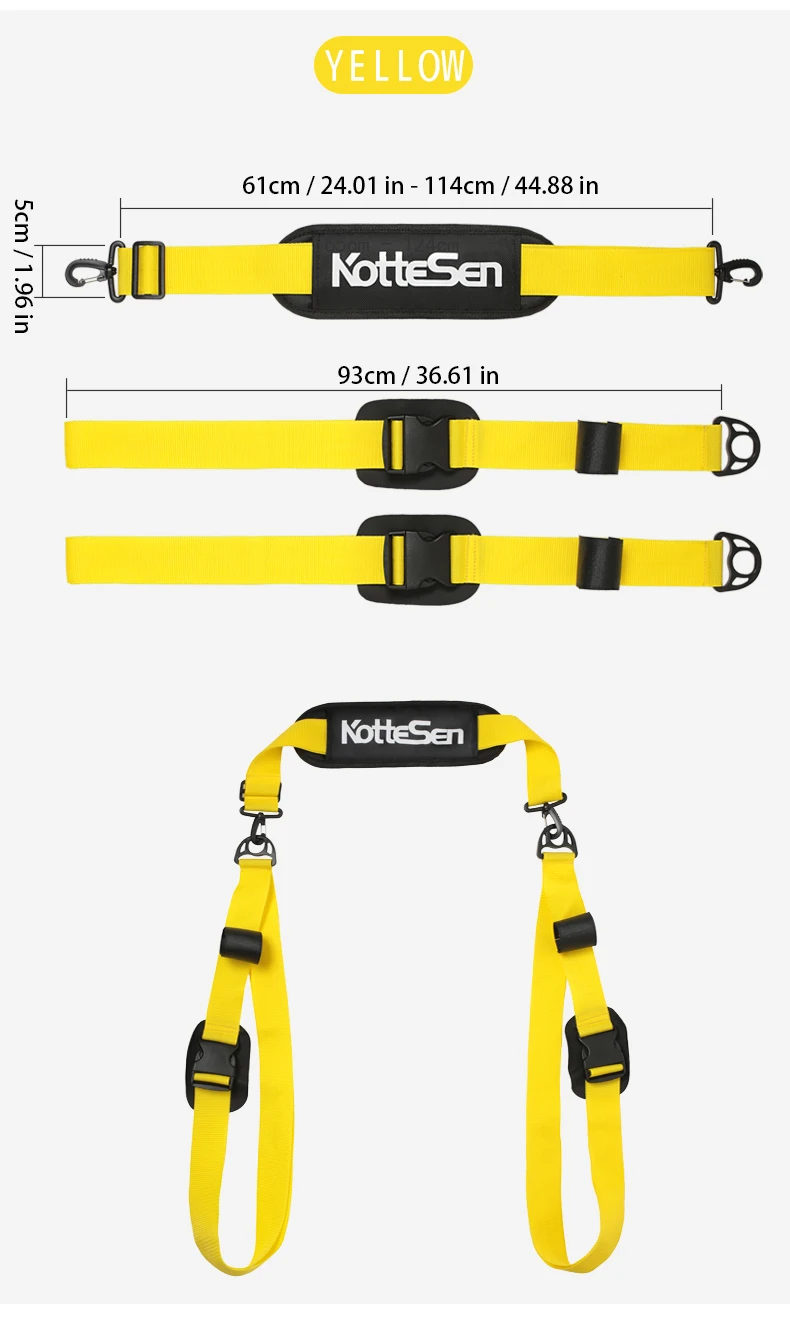 Kottesen Paddleboard-Gurt SUP-Zubehör Verstellbarer Surfbrett-Schultergurt Kajak Multifunktionales Bindeseil Mehrfarbiges Befestigungsseil – Detail 6