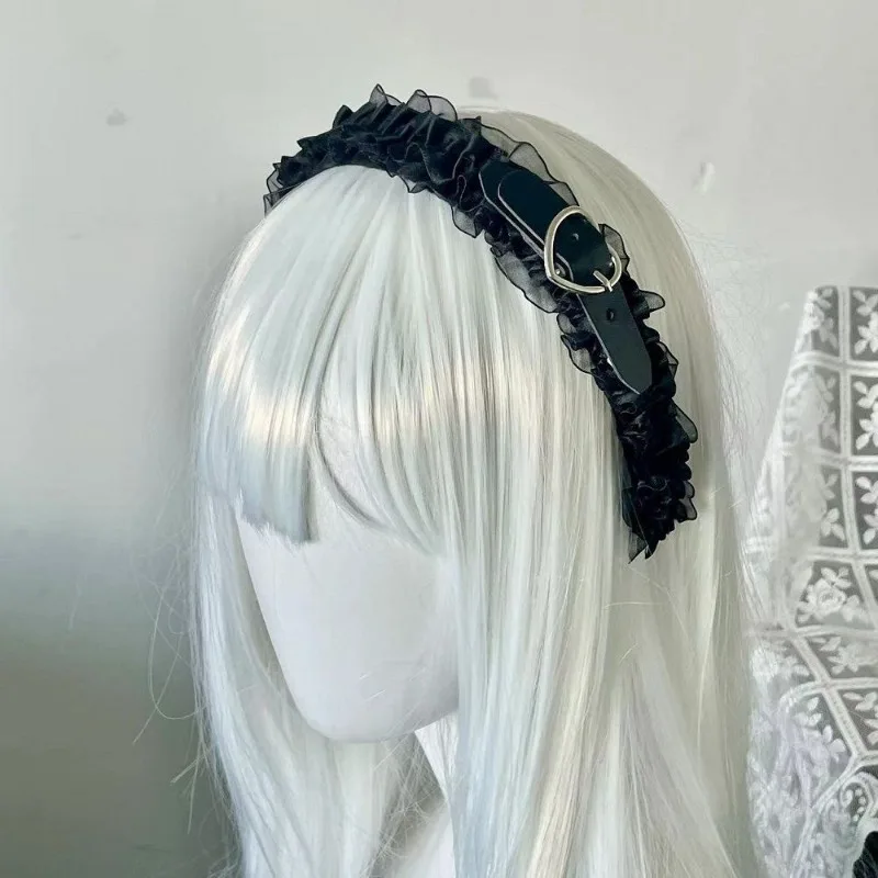 Fasce per capelli Kawah Lolita da donna fatte a mano Harajuku Y2K Moda Design in pizzo Fascia per capelli Cosplay Goth Accessori per copricapi carini