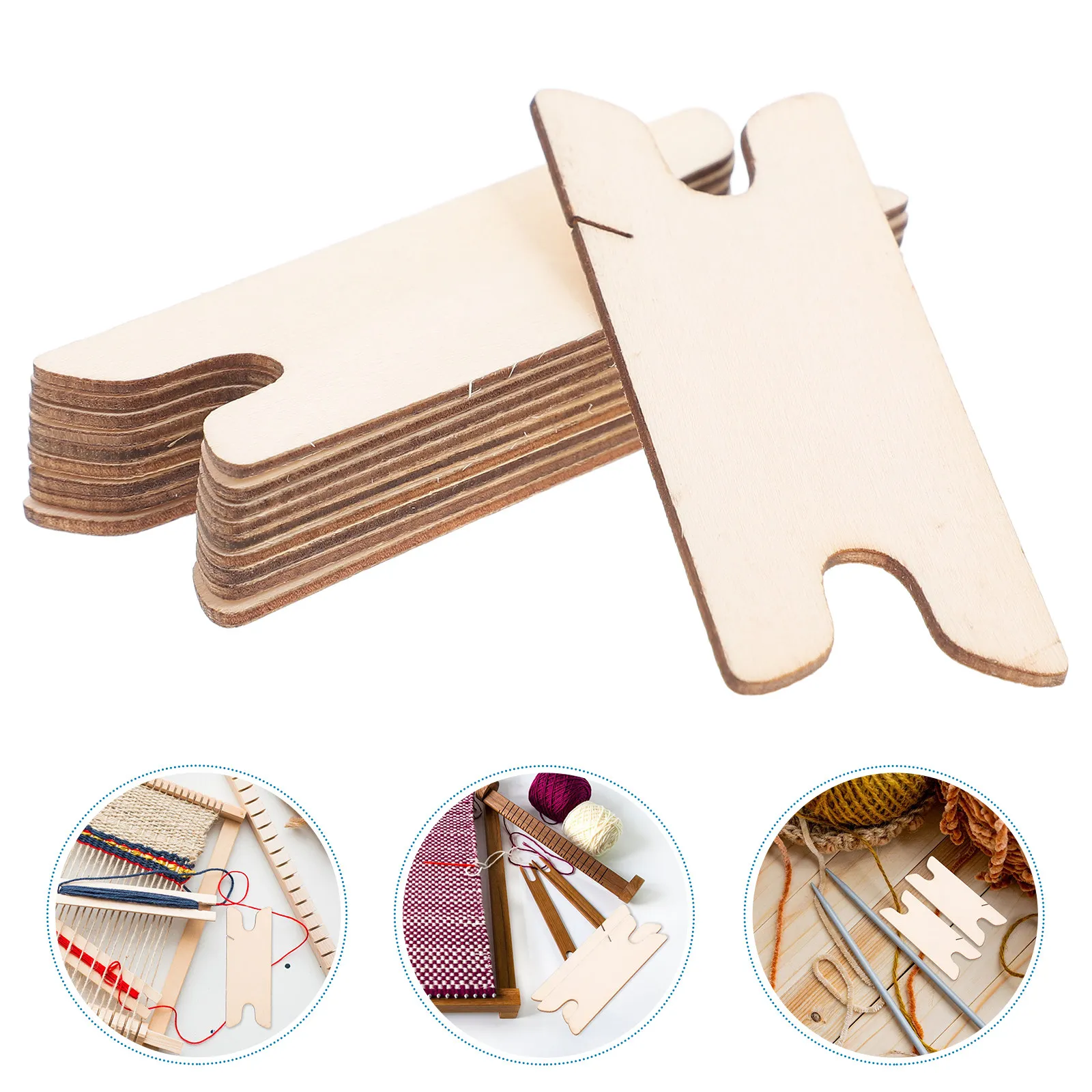 10Pcs Wood Weaving Shuttle Sticks Compact Loom Tools for Scarf Tapestry Weaving DIY Handmade Accessories Wood Knitting Needles