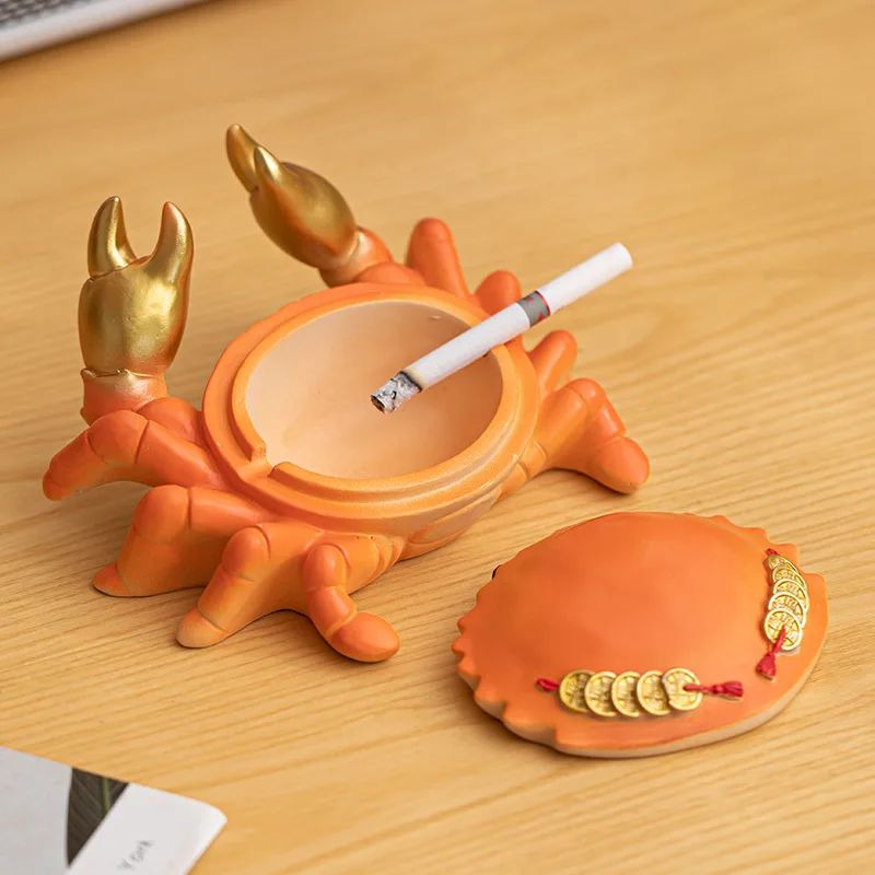 

Lucky Crab Ashtray Home Living Room Creative Cute with Cover Anti-fly Ash Office High-end Atmosphere Grade