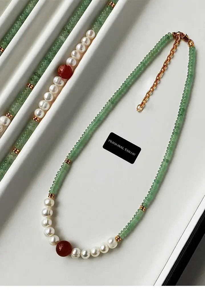 New Style Elegant Natural Jade & Freshwater Pearl & Agate Stone 14K Gold Filled Female Jewelry Set For Women Necklace Bracelet