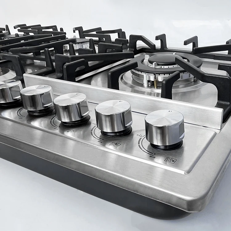 موقد غاز آمن بخمسة شعلات - موقد غاز البترول المسال/NG مدمج من الفولاذ المقاوم للصدأ للمطابخ الاحترافية
