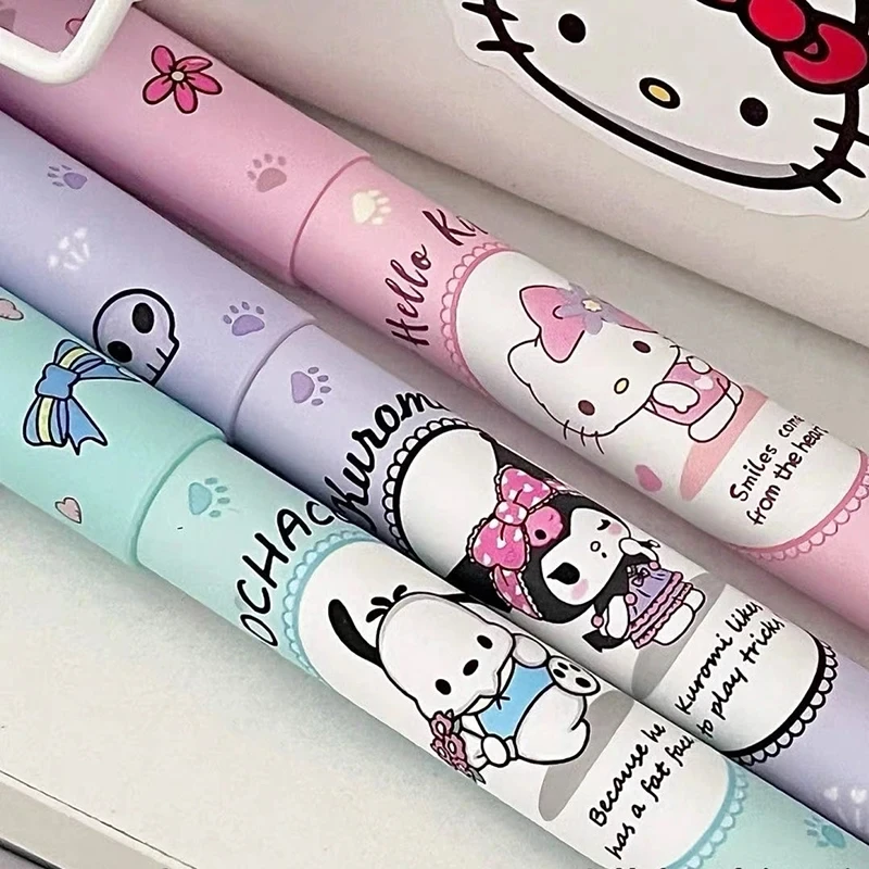 6 ชิ้น/กล่อง Sanrio Hello Kitty Highlighter ชุดปากกา Kawaii Kuromi Melody Cinnamoroll Art เรืองแสงเครื่องหมายปากกาโรงเรียนเครื่องเขียน