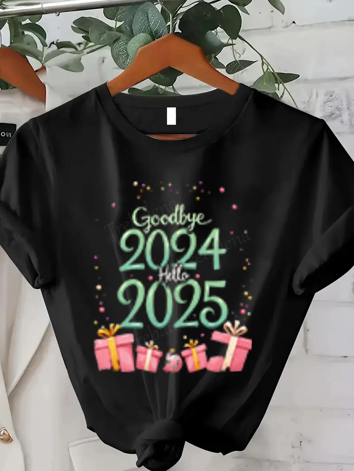 Dames T-shirt Goodbye 2024 Hallo 2025 Party T-shirt voor dames