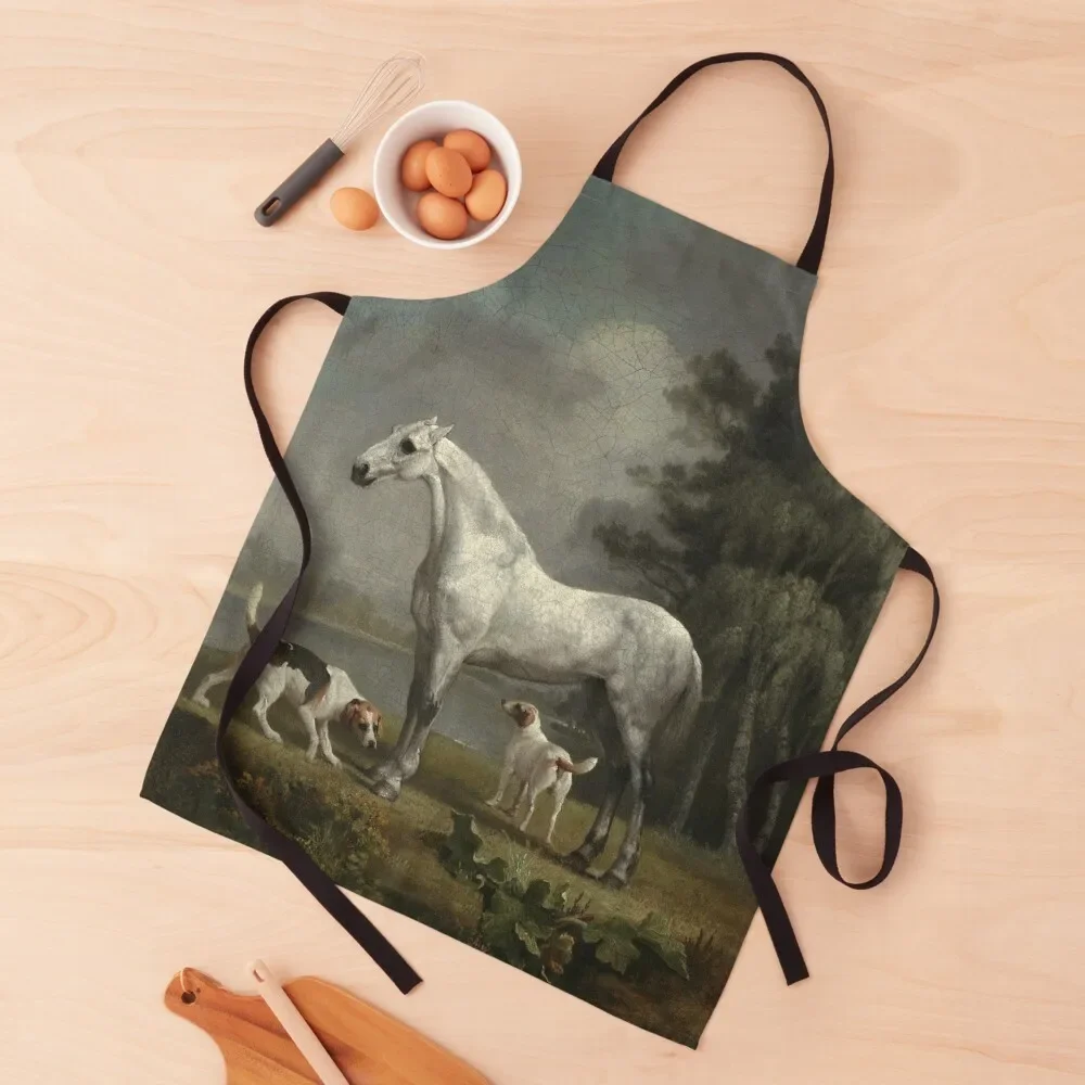 

George Stubbs - A Dapple Grey Hunter With Two Foxhounds Beside A Lake Apron Chef Accessories Hairdresser Cooking Clothes Apron