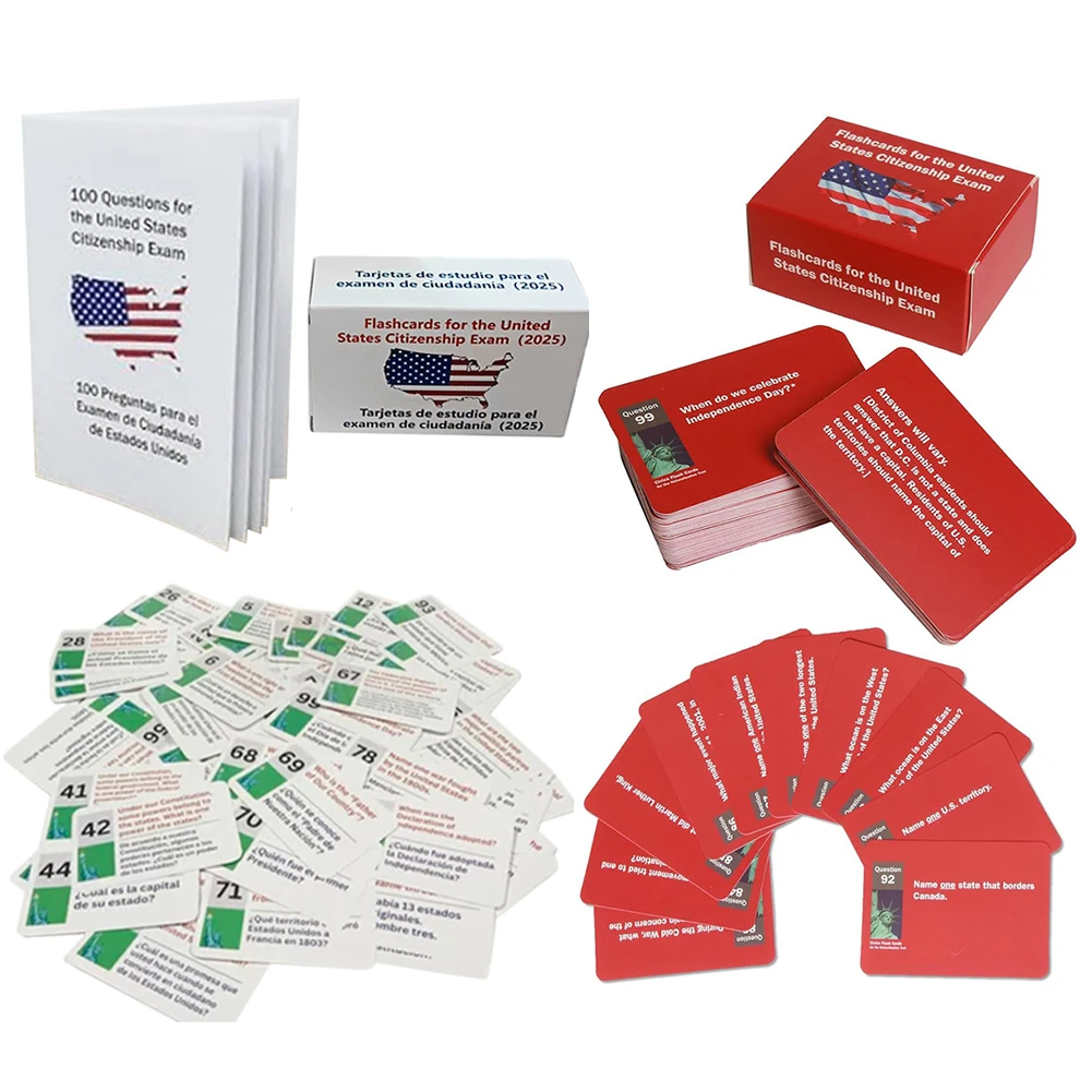 100 USCIS Questions and Answers Flashcards Naturalization Test Study American Civics US Citizen Test Flash Cards