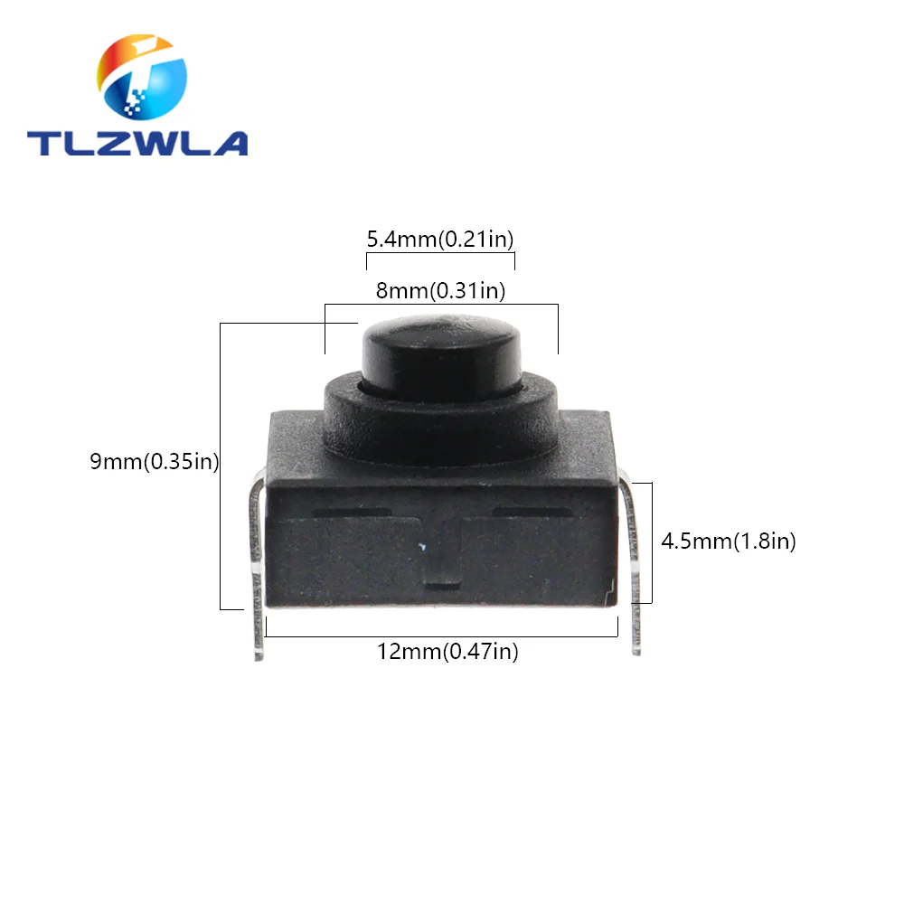 10PCS Flashlight Button Switch 1A 30V CB-1212-112D 2Pin Ultra-Thin Middle Of The Feet 12X12X9.4MM