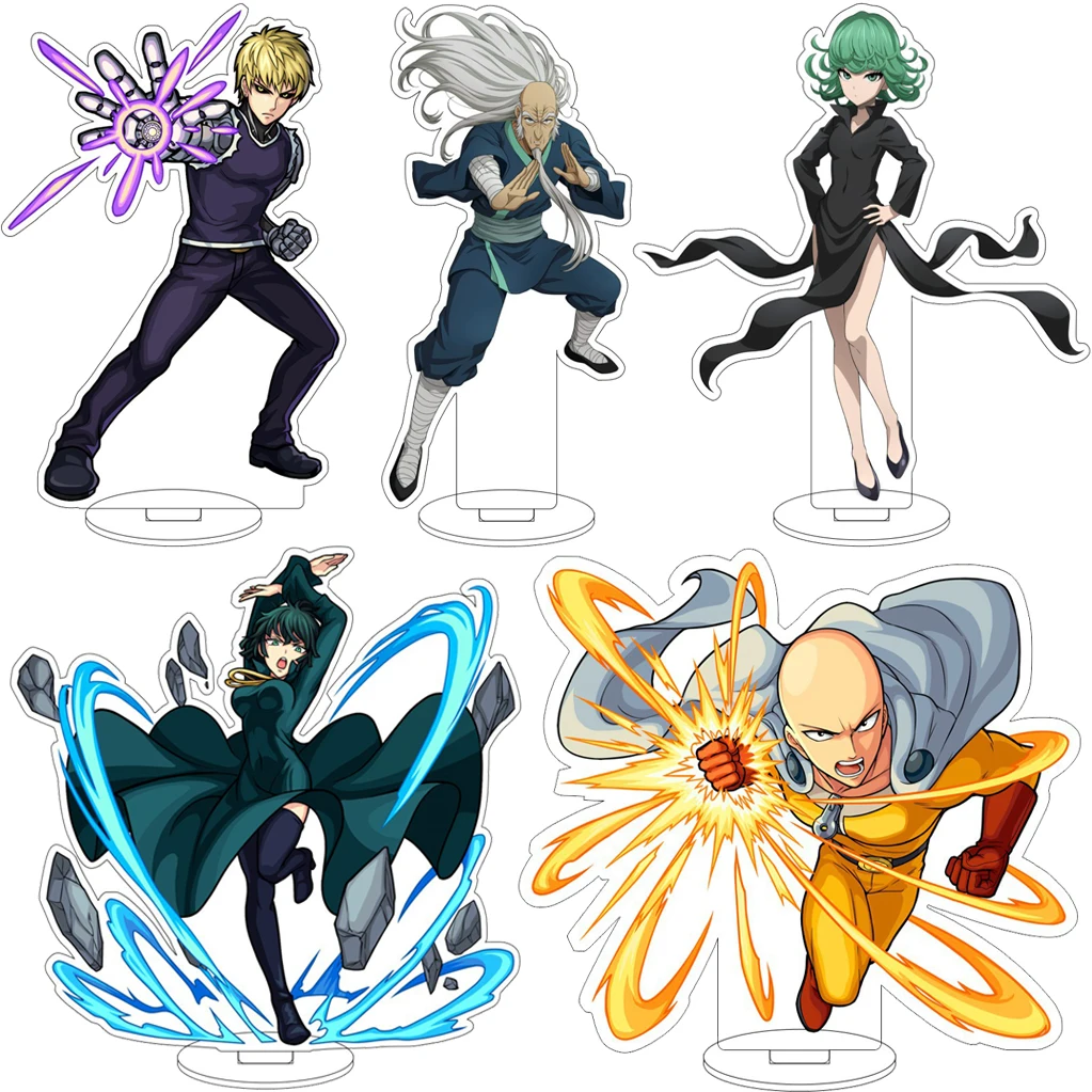 16CM Anime ONE PUNCH MAN Schrecklicher Tornado Höllischer Schneesturm Genos Cosplay Acryl-Figur Ständer Geschenke Ornamente Dekoartikel