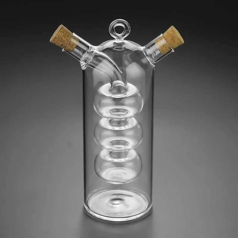 Bouteille Double couche 2 en 1, bouteille en verre de vinaigre huile Sauce Condiment assaisonnement 