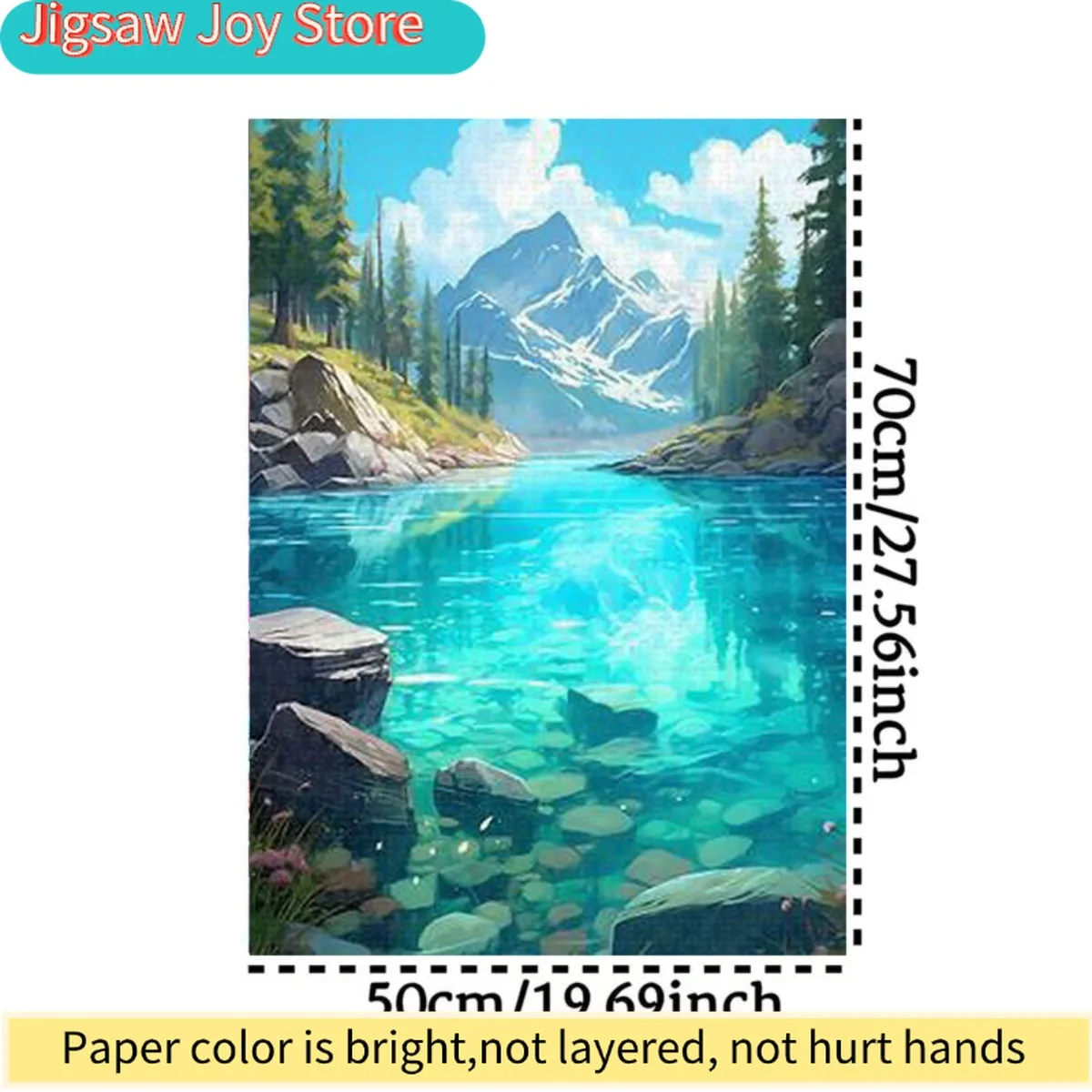A 1000pcs Jigsaw Puzzle for Adults Featuring a Clear Stream That Mirrors The Blue Sky And White Clouds, with Stone Leaves at T