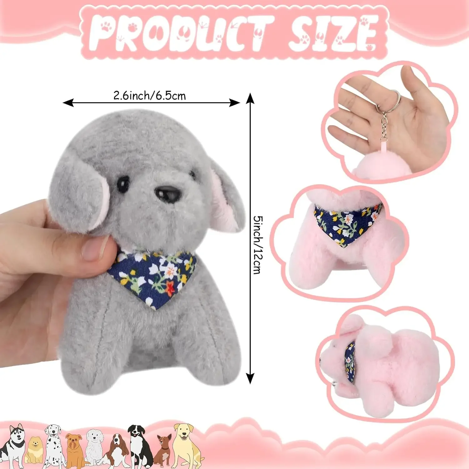 12/24PCS Mini Plush Stuffed Dogs 12cm Plush Puppy Stuffed Animals for Adopt a Pet Party Favors Birthday Gifts Baby Shower