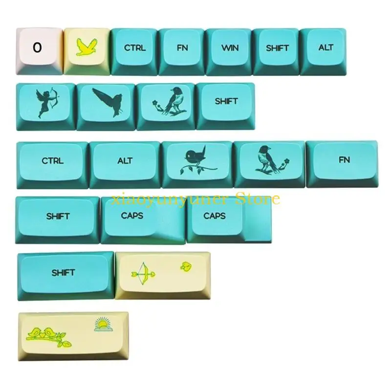 P9JB 130 Keyboard Keycaps PBT XDA Profile Dye Sublimation Process Spring Blooms Keycap