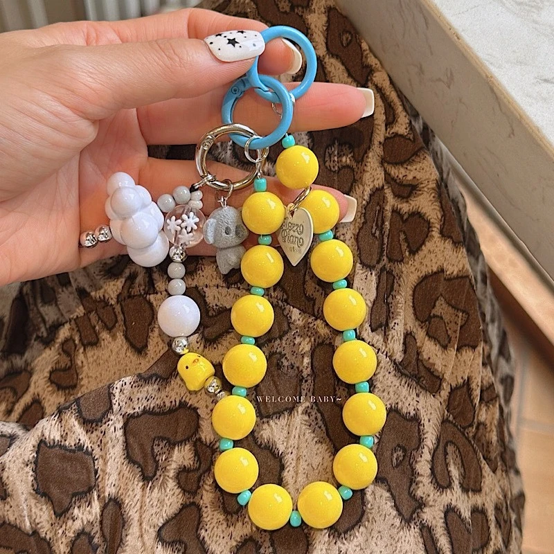 

Dopamine Bead Phone Chain Colorful Pendant Charm Strap for iPhone Samsung Bags Phone Case Universal Girl Hanging Cute Phone Rope