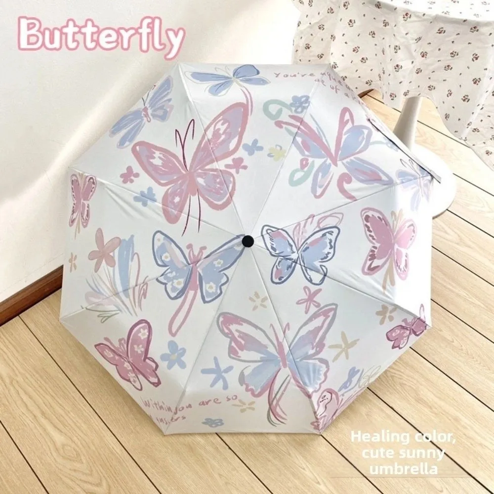 

Защита от ультрафиолета, автоматический зонт с бабочкой, солнцезащитный крем, непромокаемый зонт от дождя с бабочкой, ветрозащитный толстый складной зонт от солнца