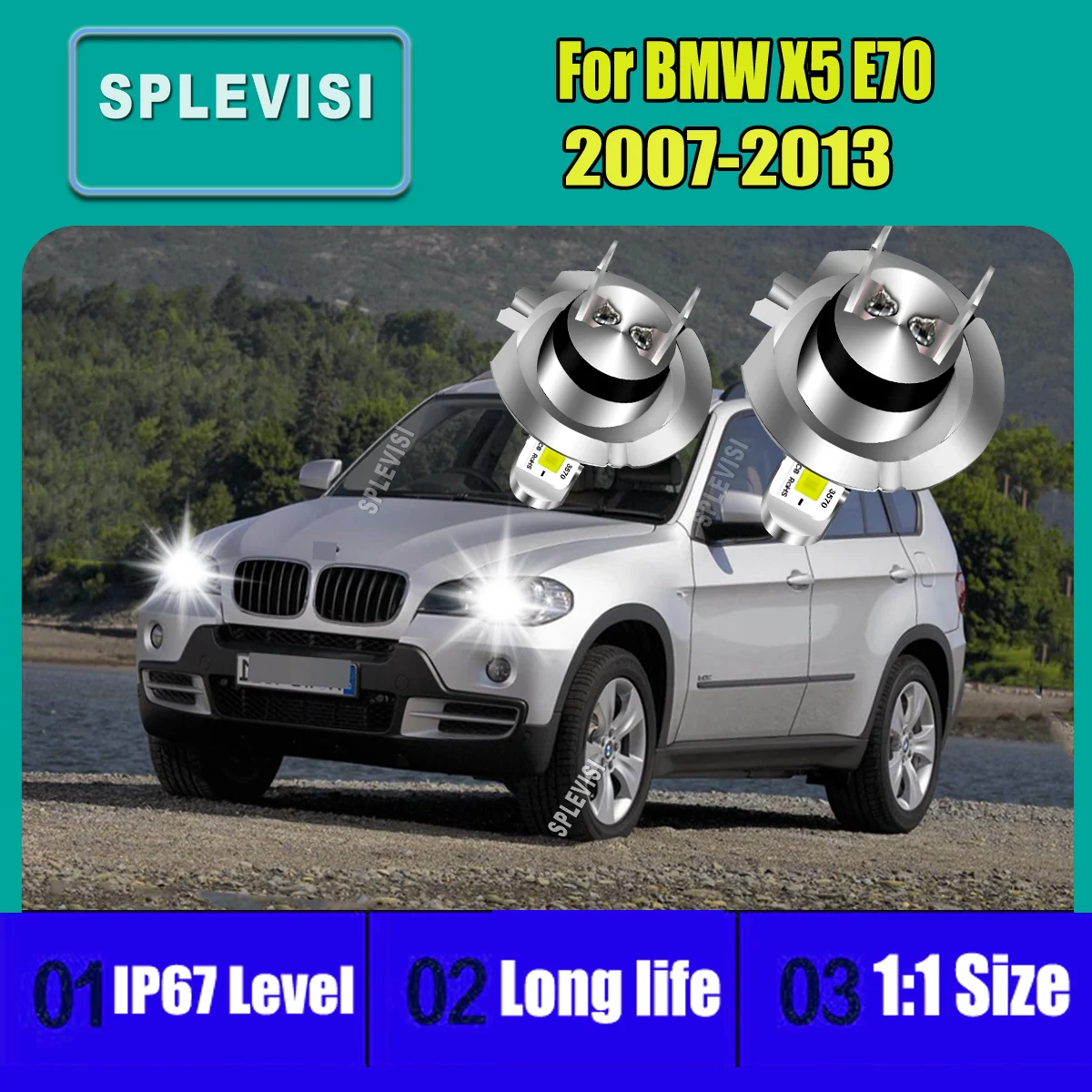 

H7 LED Headlight Low Beam 6000K White Bulbs 1:1 ratio with halogen lamp For BMW X5 E70 2007 2008 2009 2010 2011 2012 2013