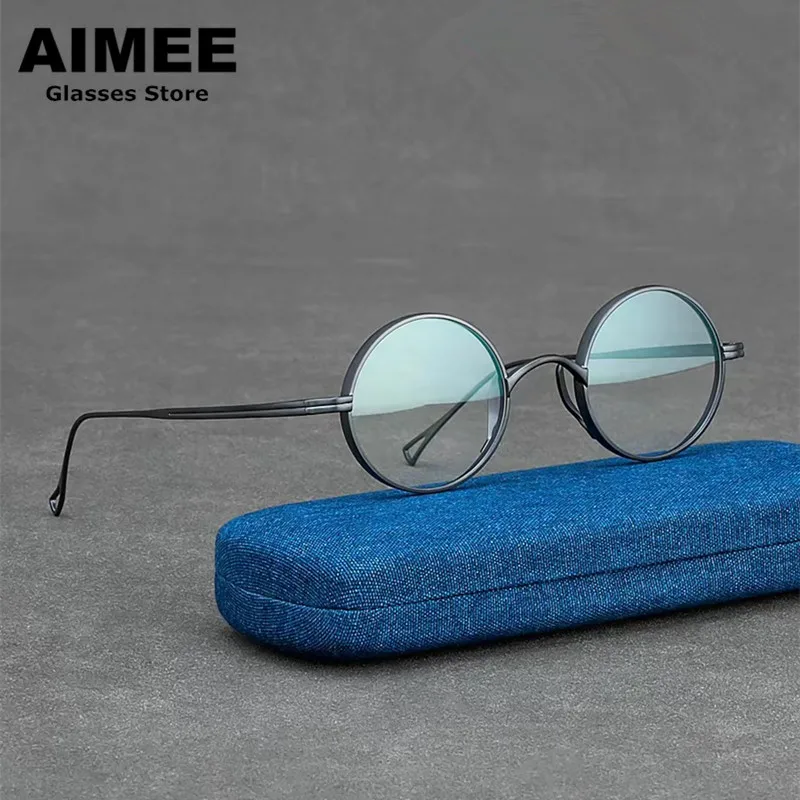 Japanese Handmade Round Pure Titanium Glasses Frame Men Brand Prescription Eyeglasses Women Myopia Eyewear Blue Light Spectacles