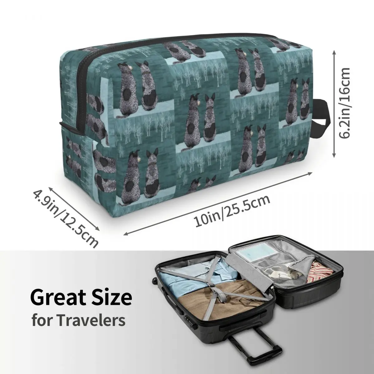 Australian Cattle Dog Blue Heeler Makeup Bag Cosmetic Organizer Storage Dopp Kit Toiletry Cosmetic Bag for Women Beauty Travel
