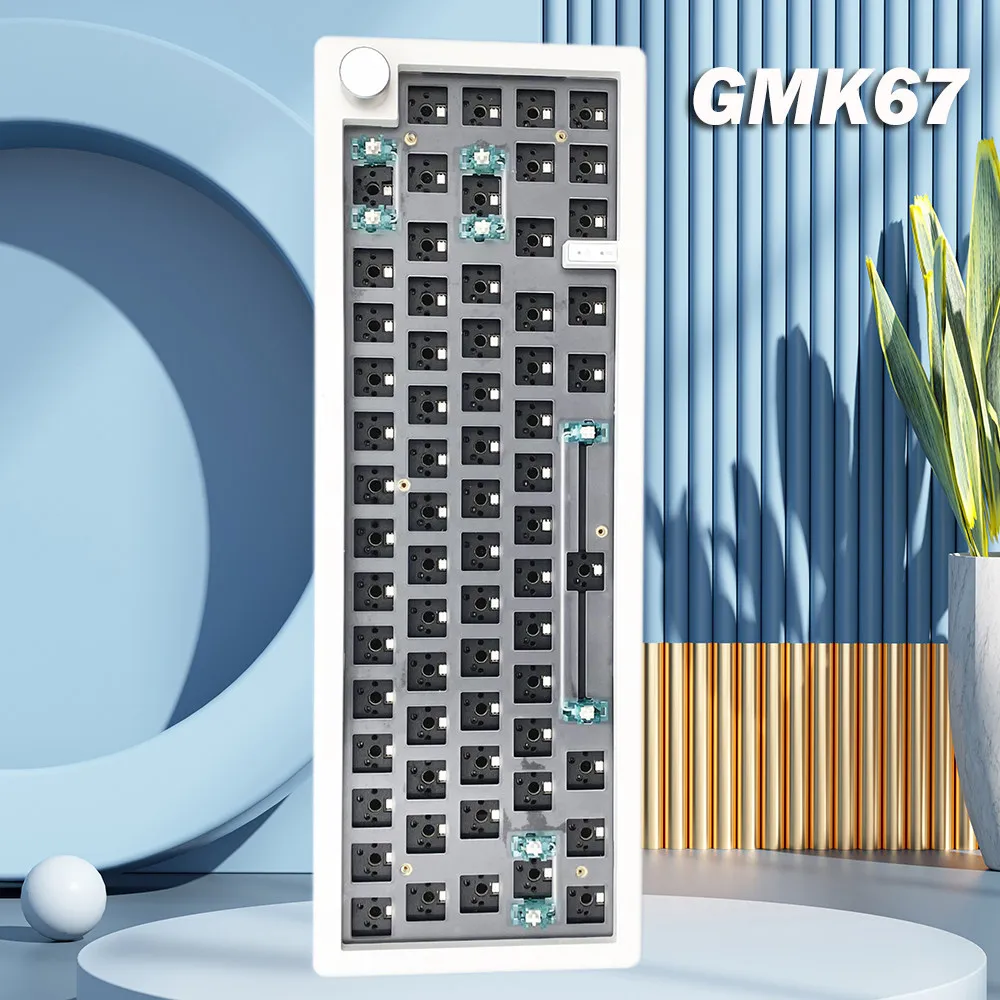 

GMK67 65% Gasket Tri-Mode Wireless Hot Swappable RGB Mechanical Keyboard Kit With Knob For Gaming Work