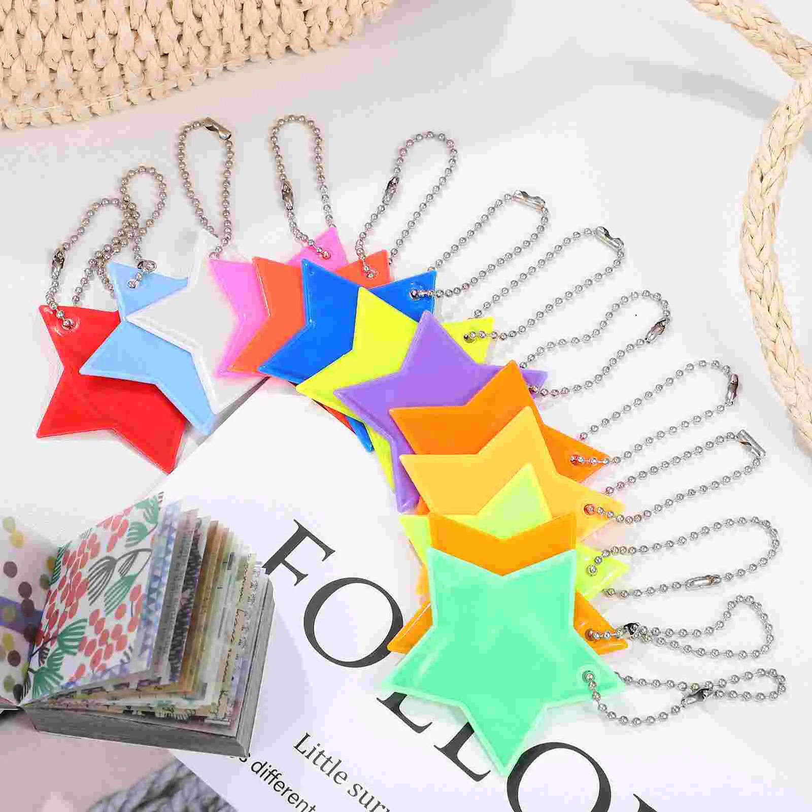 26 Pcs Key Ring Chain Work Child Choker Necklaces Glitter Keychain Pvc Reflective Lattice Backpack Charms Hanging Decoration