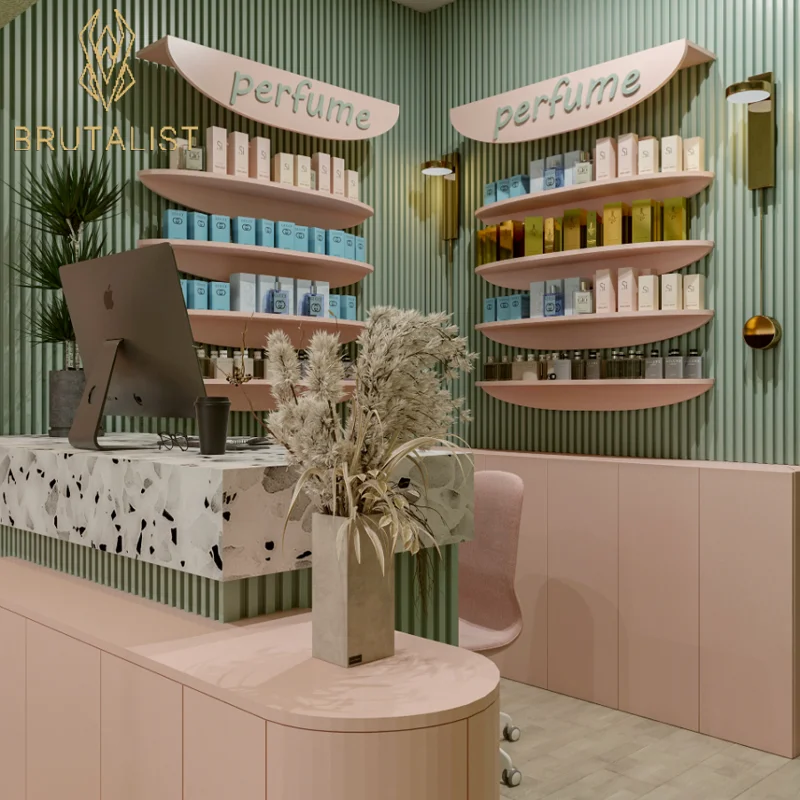 Custom.Retail مستحضرات التجميل عرض موقف العطور عرض الرف رف خشبي متجر مستلزمات التجميل الأثاث