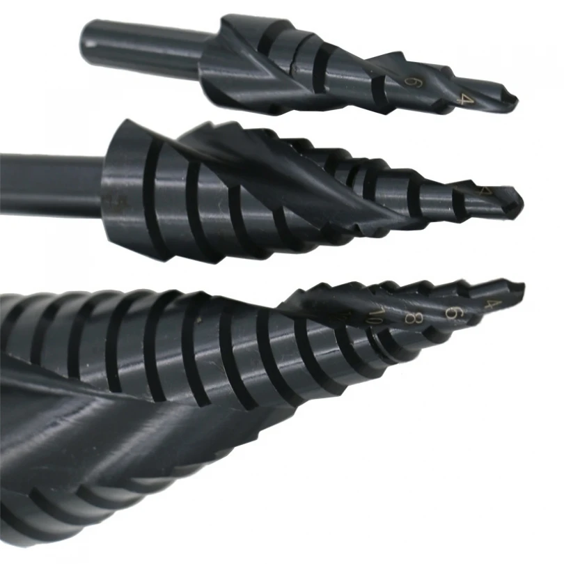 Broca de Passo de Cobalto HSS, Espiral de Aço de Alta Velocidade, Nitrogênio, Cone de Metal, Haste Triangular, Buraco, 4mm a 32 mm, 3 Peças por Conjunto