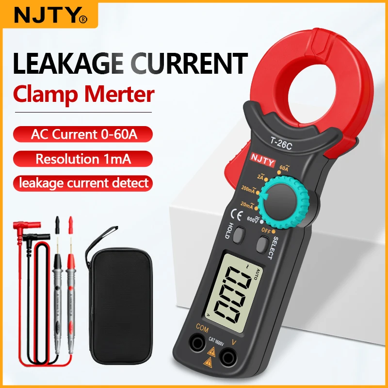 

NJTY T26C 0.1mA High Precision Clamp Meter 20mA-60A Professional Digital Multimeter Current Leakage Detect Electrical Tester