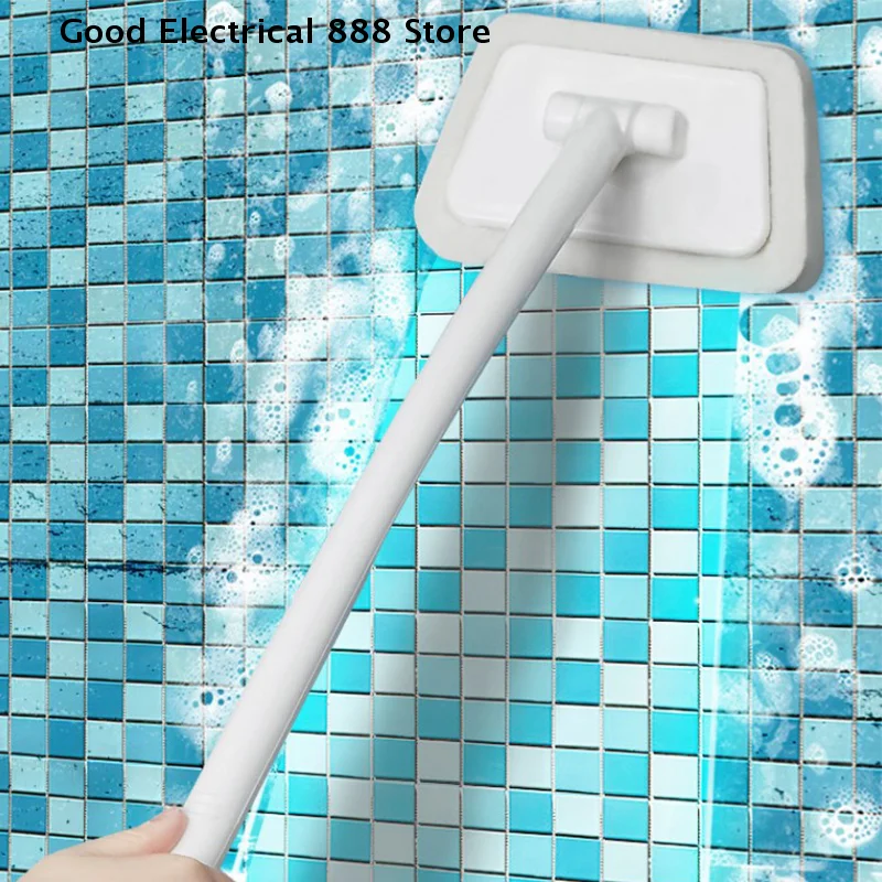 

Multifunctional Portable Bathroom Wall Brush with Long Handle Detachable Sponge for Tile Floor Bathtub Cleaning - Shell Design
