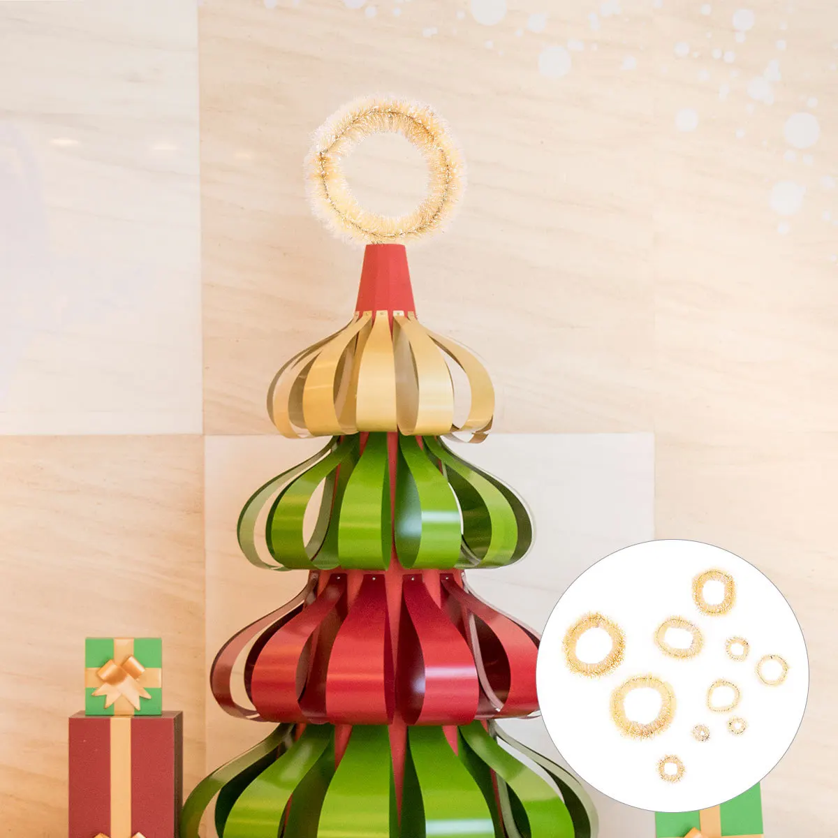 

10Pcs Mini Christmas Wreaths for Crafts Beige Tree Pendants Small Wreath Holiday Home Party Decoration Mini Wreath Christmas