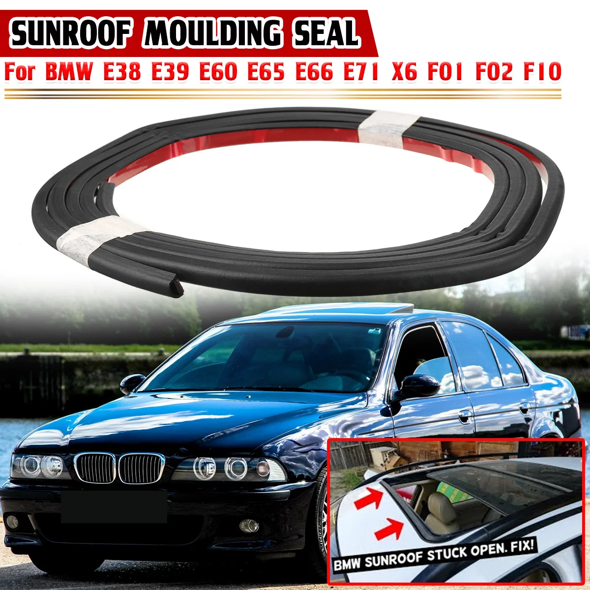 New Car Sunroof Moulding Seal Strips Windshield Rubber Seal Dustproof For BMW E38 E39 E60 E65 E66 E71 X6 F01 F02 F10 54107245551