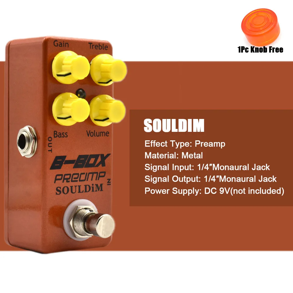 SoulDiM B-Box Electric Guitar Preamp Overdrive Effect Pedal Full Metal Shell True Bypass Pedal with Knob Free