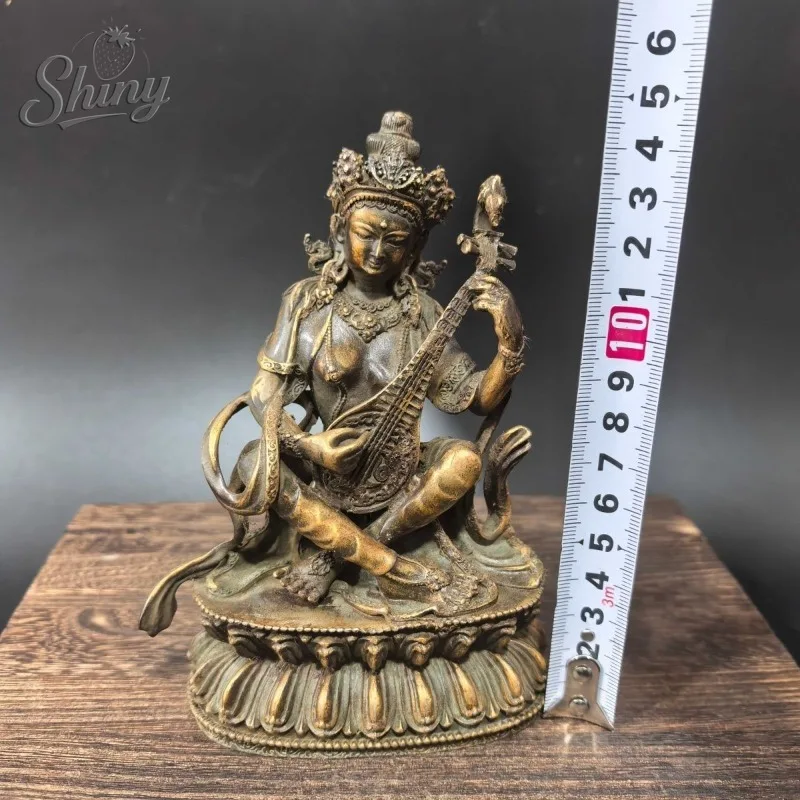 Vintage Saraswati Buddha Statue Tibetan Goddess of Music Wisdom Figurine Home Altar Decor Living Room Decoration