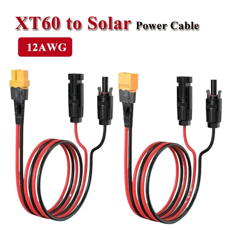 Solar to XT60 Male/Female Power Connection Wire 12AWG for MC to XT60 Adapter Cable for XT60 Input Port Portable Power Station