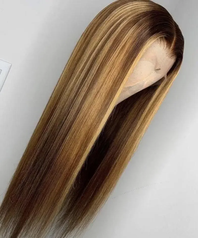 Ombre Highlight Blond5x5 Silk Base Silky Straight Glueless Jewish Human Hair Wig With Baby Hair HD Lace European Hair Preplucked