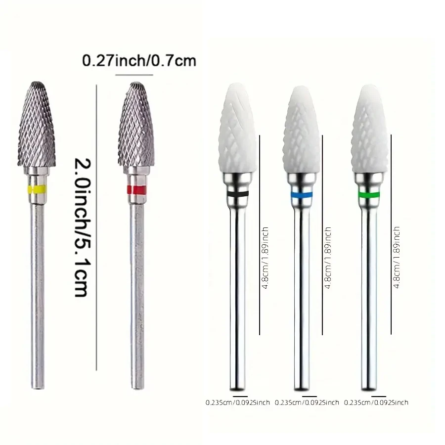 Jeu de forets à ongles en forme de maïs, forets à ongles en acier au tungstène pour façonner, polir, enlever les ongles en gel acrylique, 1.89/2 pouces