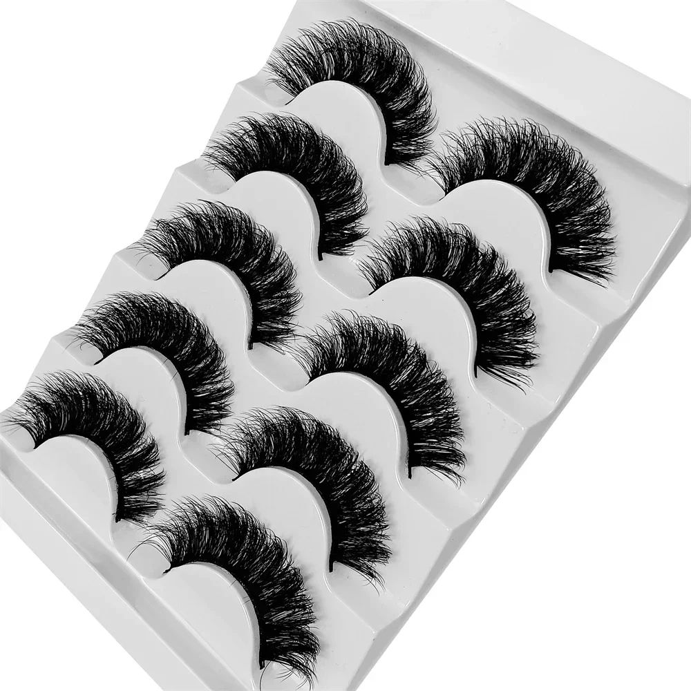 5 Pairs Cat Eye Eyelashes 3D Natural False Lashes D Curling Fluffy Soft Cross Manga Lashes Wispy Natural Eyelash Extension