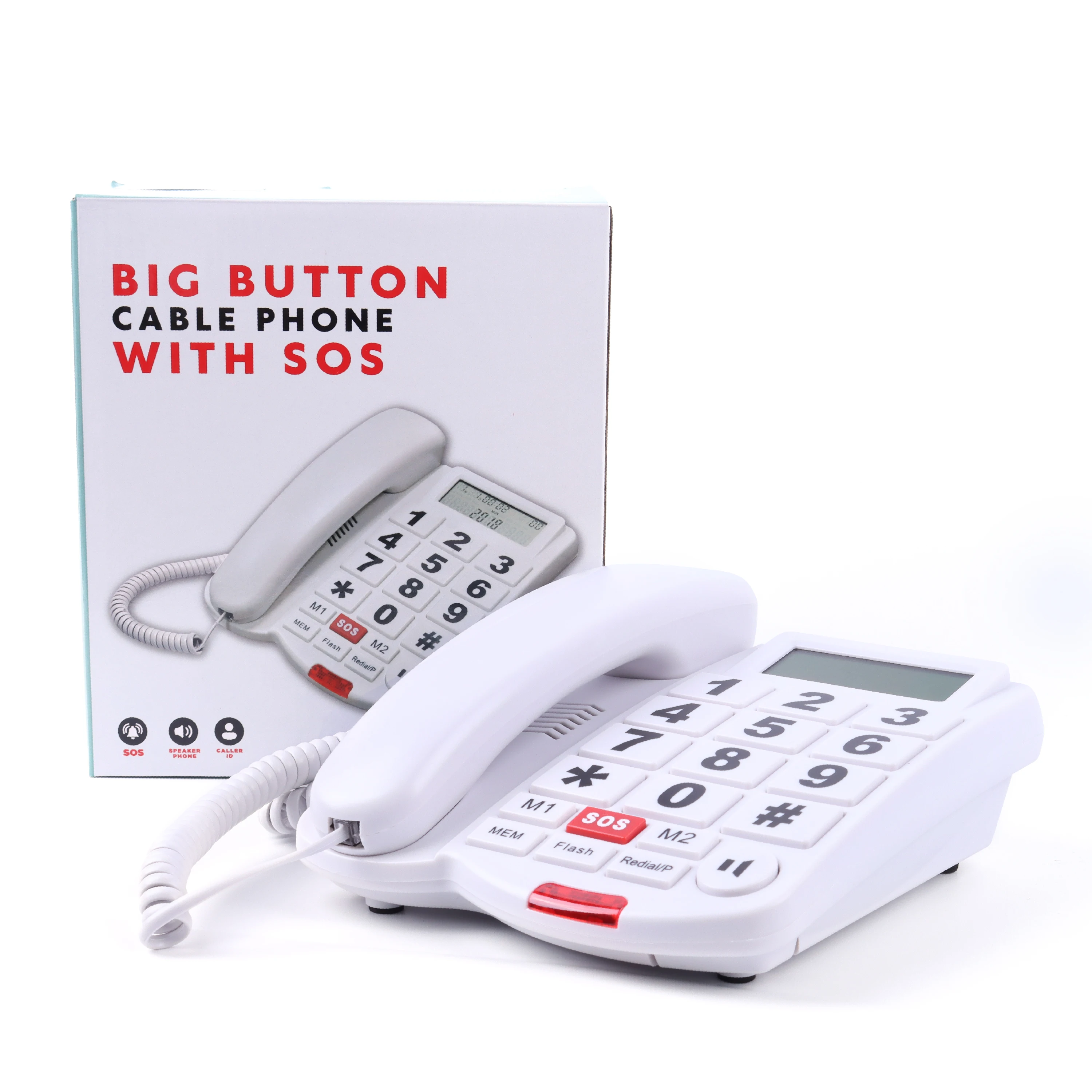 IAKEMIC Home Caller ID Big Button Corded Phone for Hearing and Visually Impaired Telephone for Seniors with Extra Loud Ringer