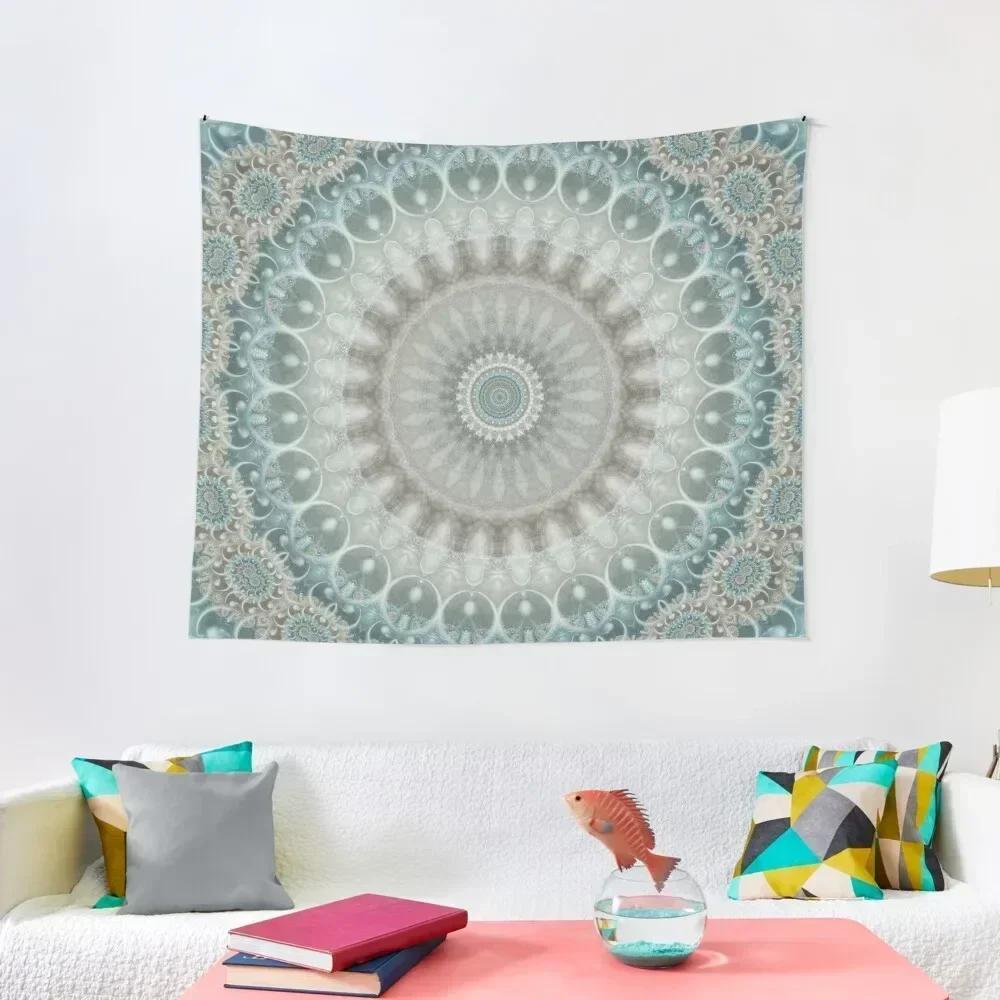 Dreamy Grey, Blue and Ivory Mandala Tapestry Room Decorations Wallpapers Home Decor Tapestry