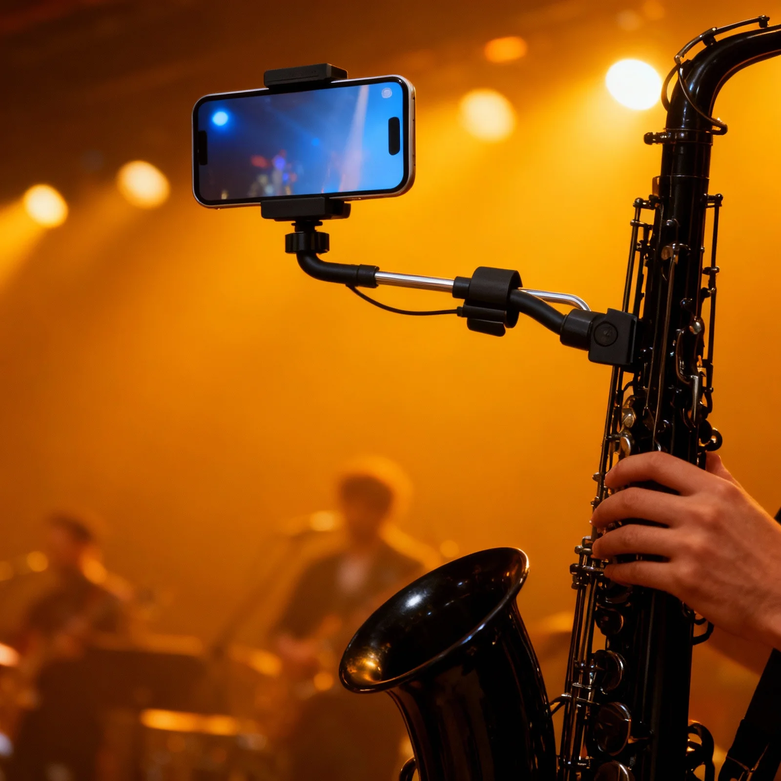 

Sax Lyre Phone Clip Black Mount Stand for Alto Saxophone Holds Phone Steady for Music Reading Compact Design Saxophone Holder