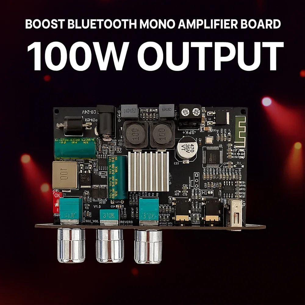 ZK-1001U 100W Mono Bluetooth Amplifier Board with Boost TPA3116D2 | AUX USB Input Bass/Treble Control TWS App Support