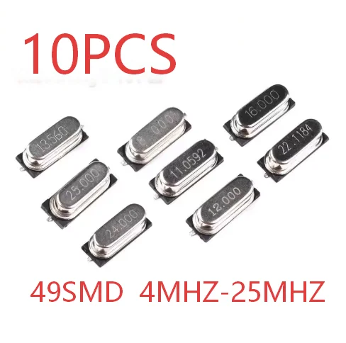 SMD HC-49SMD 2Pin Passive Crystal Oscillator - High Precision Quartz Resonator 25MHZ 24MHZ 8MHZ 16MHZ
