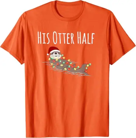 Lustiges Partnerlook-T-Shirt „His and Her Otter Half“ – Hässliches Weihnachts-T-Shirt im Y2K-Stil für die Familie, passende Weihnachtspyjamas mit Grafik und Spruch, Neuheit – Detail 24
