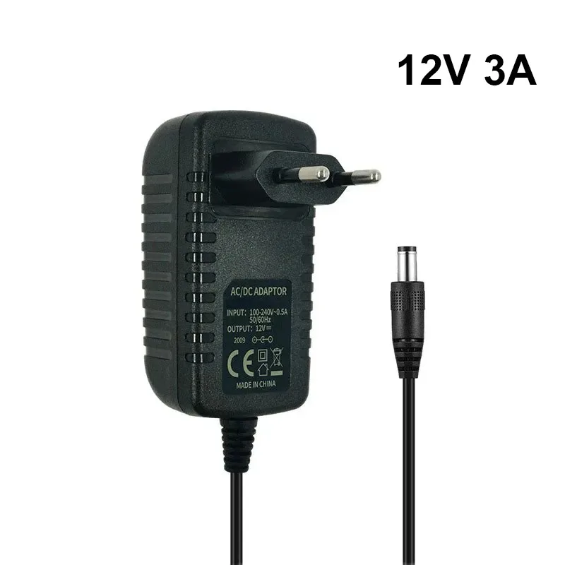 12V 3A Power Supply Adapter 100-220V AC to 12 Volt LED Strip Light Driver Lighting Transformer for CCTV Camera