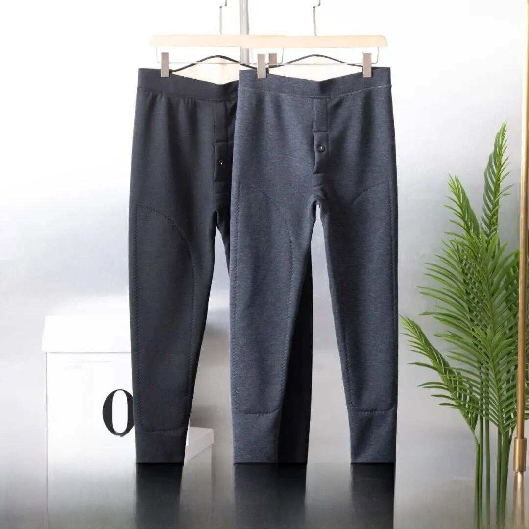 

Men's Winter Thermal Pants with Knee And Waist Protection Fleece Lined Warm Trousers Trendy Home Clothes for Men
