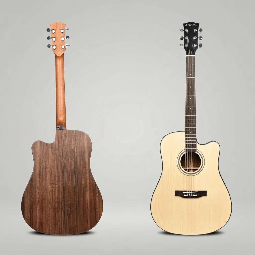 Dreadnought Cutaway Folk Acoustic Guitar,Solid Spruce Top,Rosewood Fretboard,Gloss Finish For Beginner Guitar Practitioners