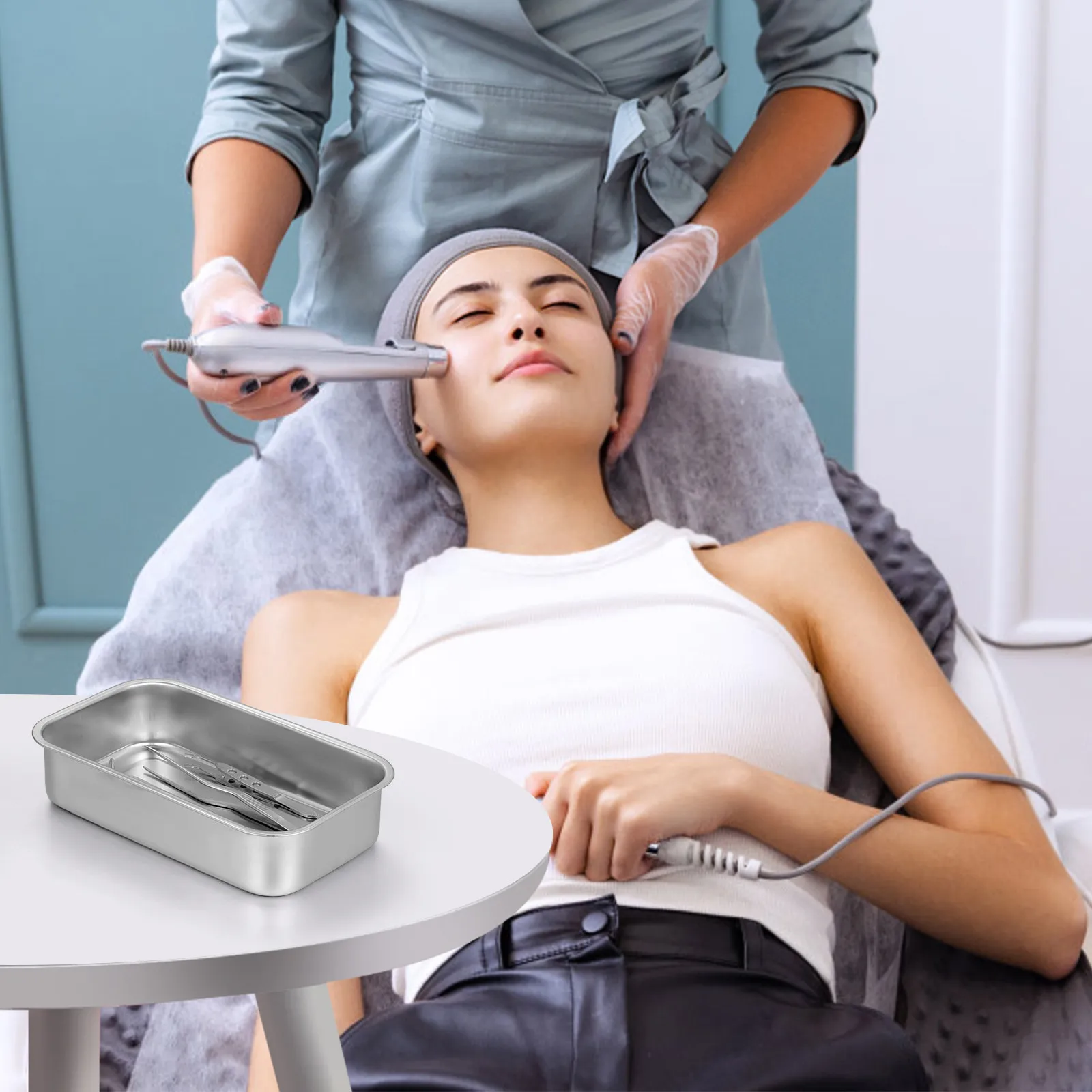 

8-дюймовый лоток из нержавеющей стали для стерилизации инструментов с крышкой для маникюрных инструментов, процедур по уходу за ногтями, клинического обучения