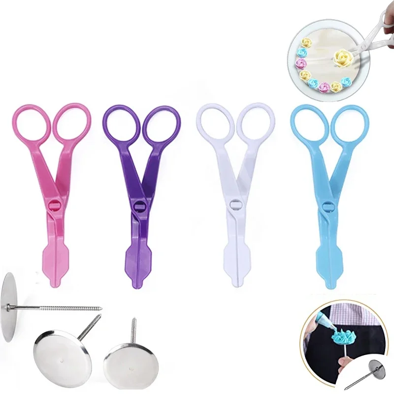 Piping Flower Scissors Nail Baking Pastry Tools Fondant Cake Decorating Tray Cream Transfer Baking Pastry Tools